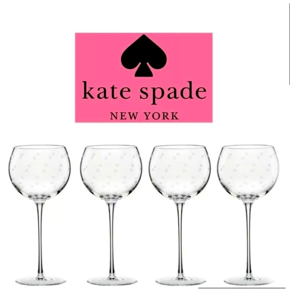 kate spade Dining Kate Spade 4 Larabee Dot Balloon Wine Glasses